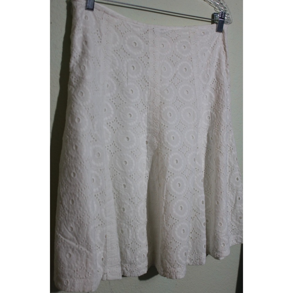 Cabi Skirt White Eyelet Lace Lined Whimsy Fairy Summer Resort Wear SZ Large - Picture 5 of 9